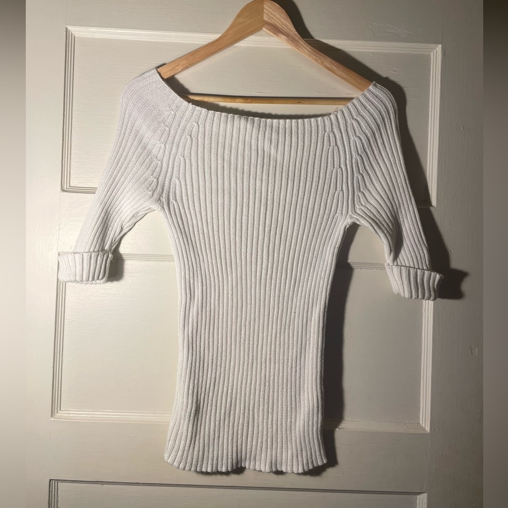 Banana Republic White Ribbed Sweater Size XS
